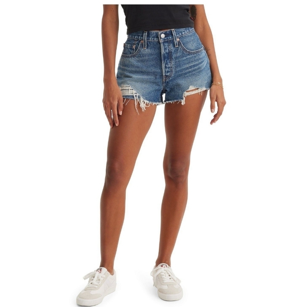 Levi’s 501 Original High Rise Distressed Denim Shorts 100% Cotton Euc Size 29